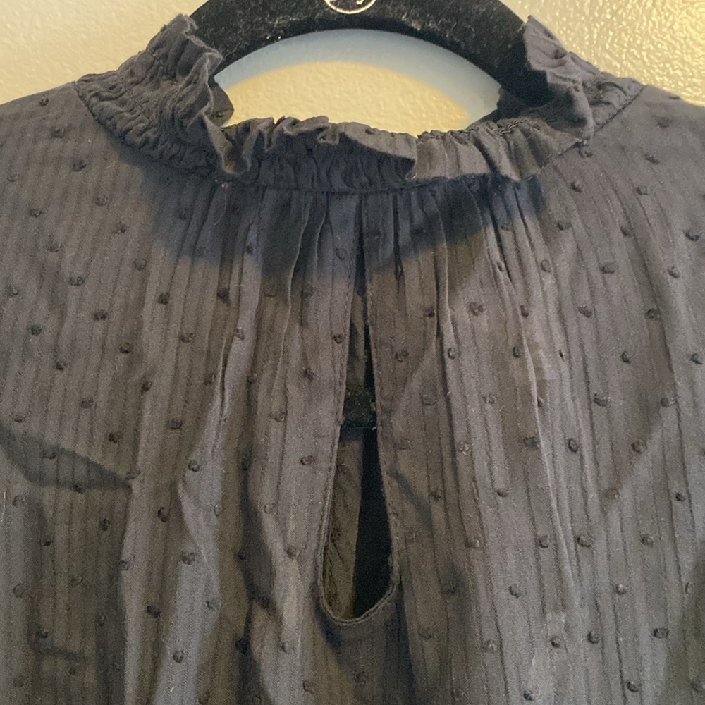 🆕 Time and Tru Black Sheer Keyhole Mockneck Long Sleeve Blouse, XL - Picture 3 of 8